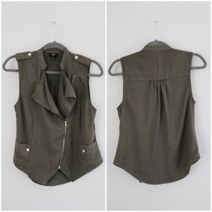 Draped Green Moto Vest