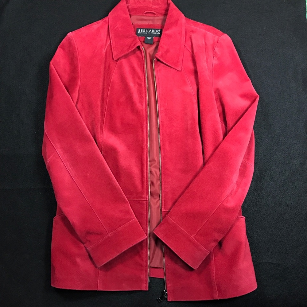 Red Suede Bernardo Jacket womens medium zip up