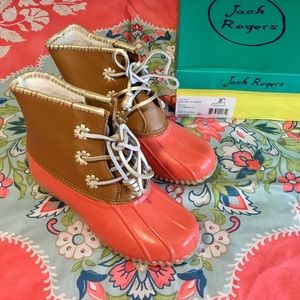 Jack Rogers peach duck boots, size 8