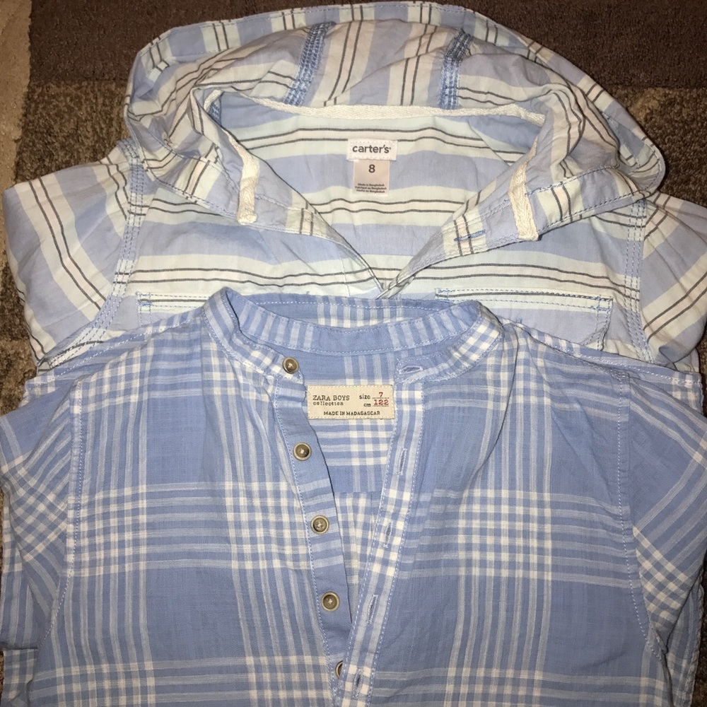 2 button up pull over style boys shirts
