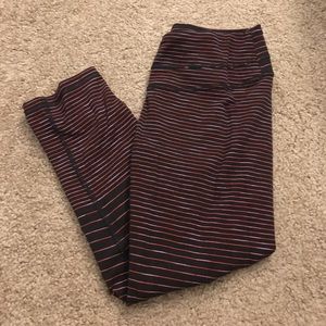 LUCY Red/Black Stripe Ankle Crop Leggings