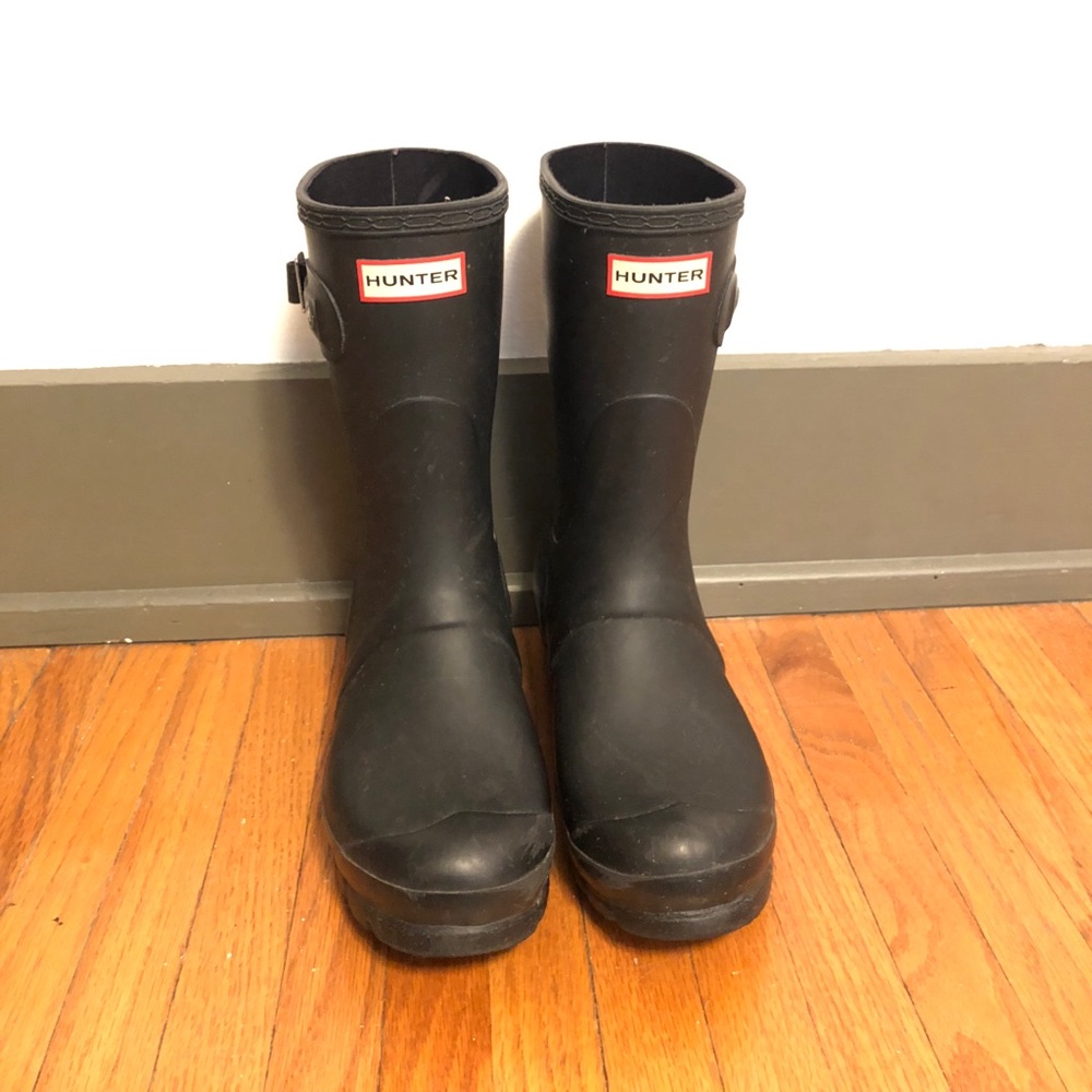 Hunter - Short Rain Boots, Matte Black, size 7