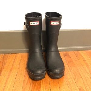 Hunter - Short Rain Boots, Matte Black, size 7