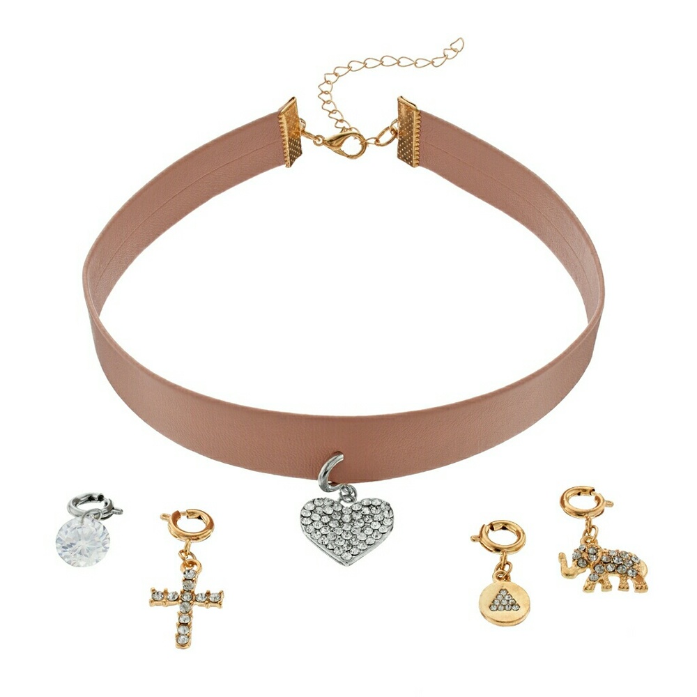 Mudd® Heart, Cross & Elephant Charm Choker Necklac