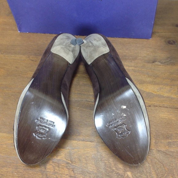 Stuart Weitzman 2 Tone Suede Platform Heels - Picture 6 of 8