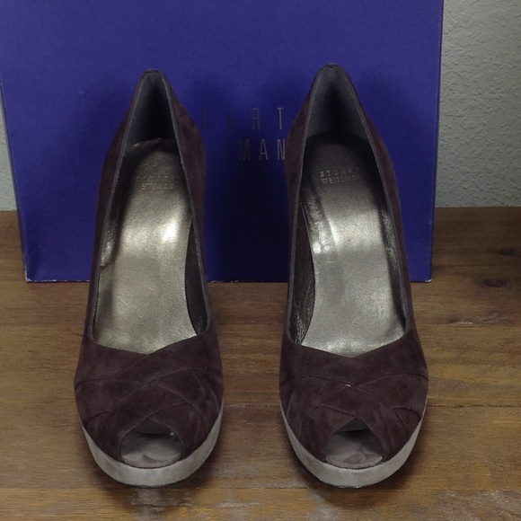 Stuart Weitzman 2 Tone Suede Platform Heels - Picture 2 of 8