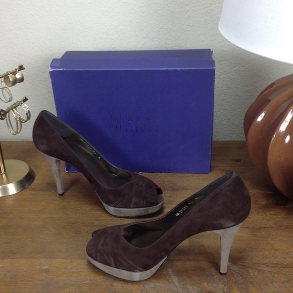 Stuart Weitzman 2 Tone Suede Platform Heels - Picture 4 of 8