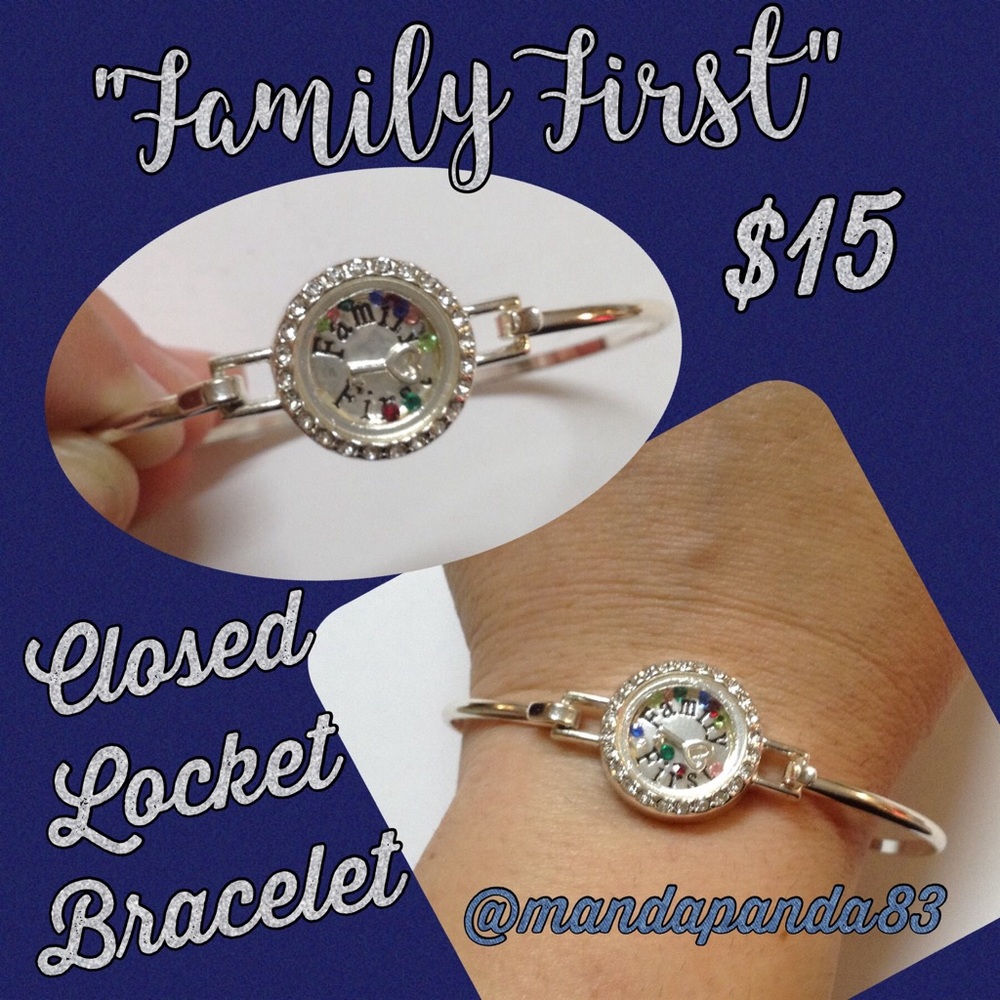 Closed Locket "Family First" Hinged Bracelet