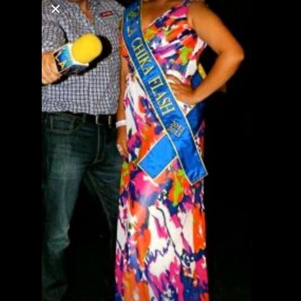 Multicolor One Strap Open Back Open Slit dress