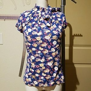 Blue floral blouse