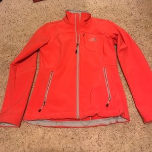 Pinkish/coral north face zip up jacket