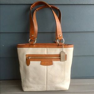 Authentic COACH White/Camel Leather Penelope Purse