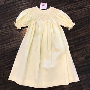 NWT Mom & Me Yellow Smocked Bishop Dress