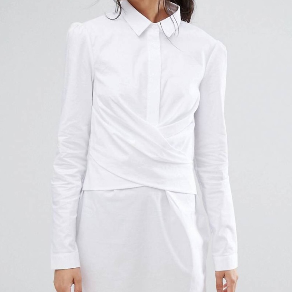 ASOS Tall Cotton Wrap Front Shirt Dress