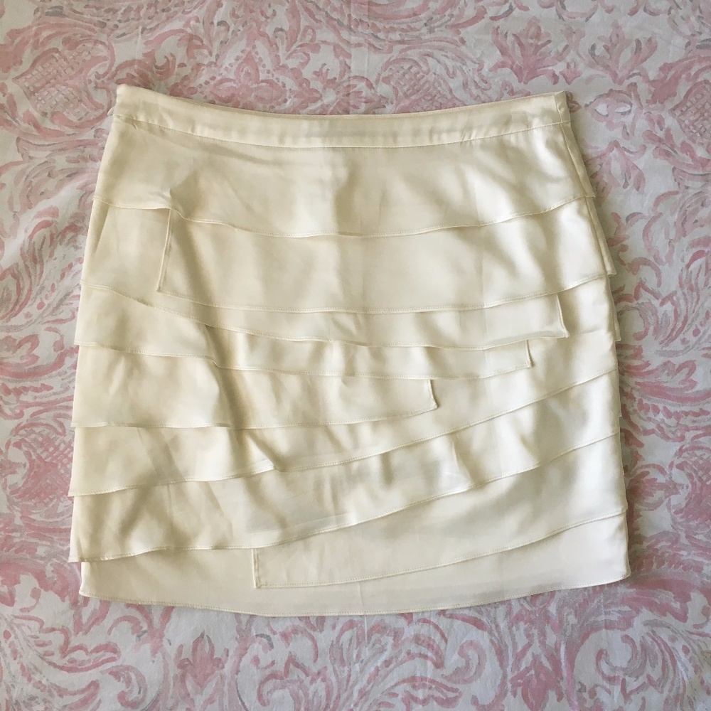 Ann Taylor Ivory Ruffle Skirt