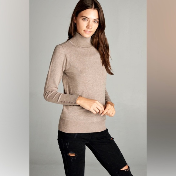 Basic Navy Long Sleeve Turtleneck - Picture 3 of 4