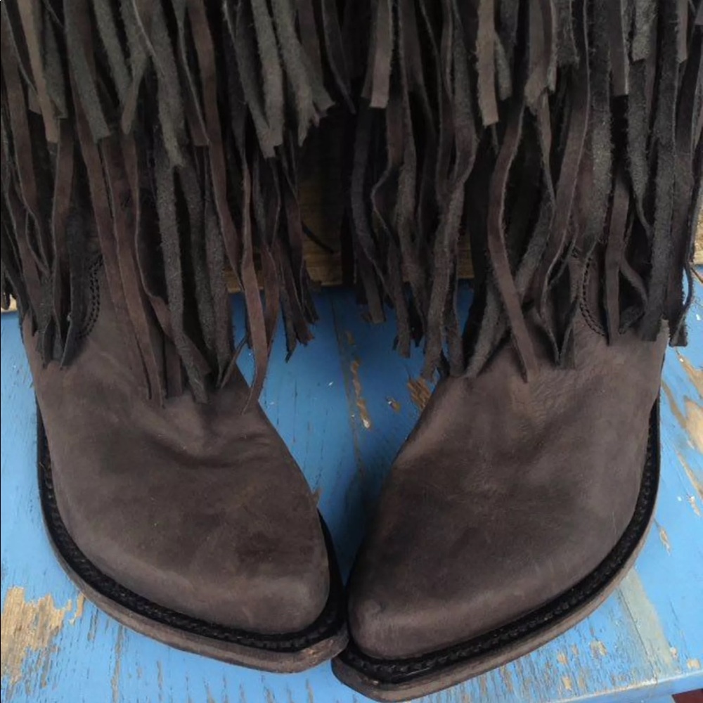 LAST PAIR!!! New Liberty Black Fringe Cowboy Boots - Picture 3 of 5