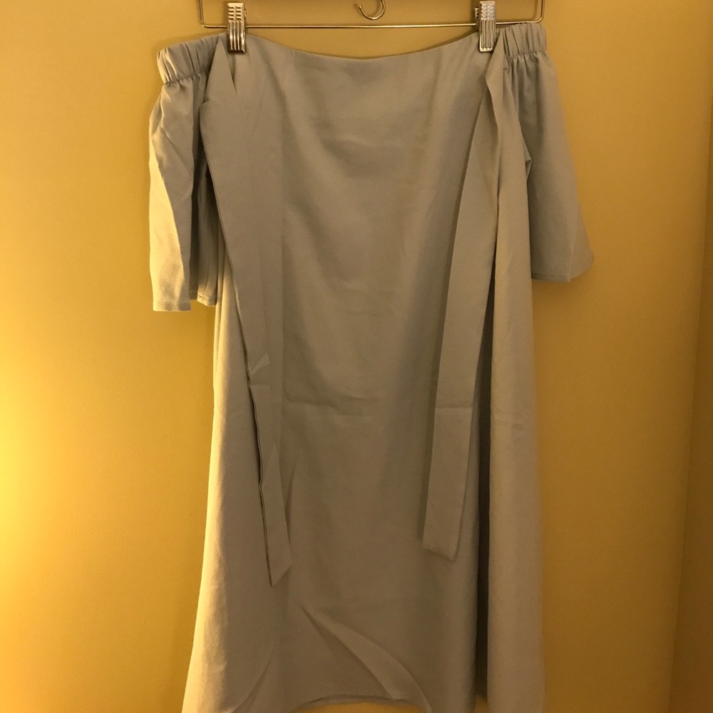 Blue off the shoulder dress