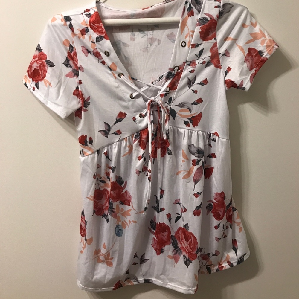 flowery white top