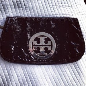 Tory Burch Black Patent Leather  Clutch