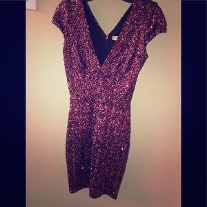 Wine Colored Sequence Party Dress.