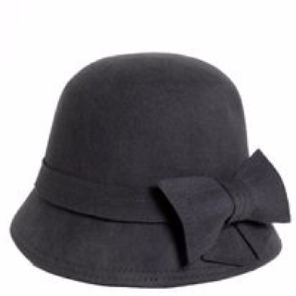 D&Y Women's Pure Wool Solid Color Bow Round Cloche