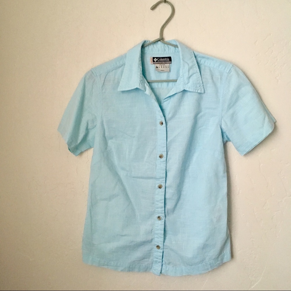 Columbia | Aqua Blue Short Sleeve Button Down
