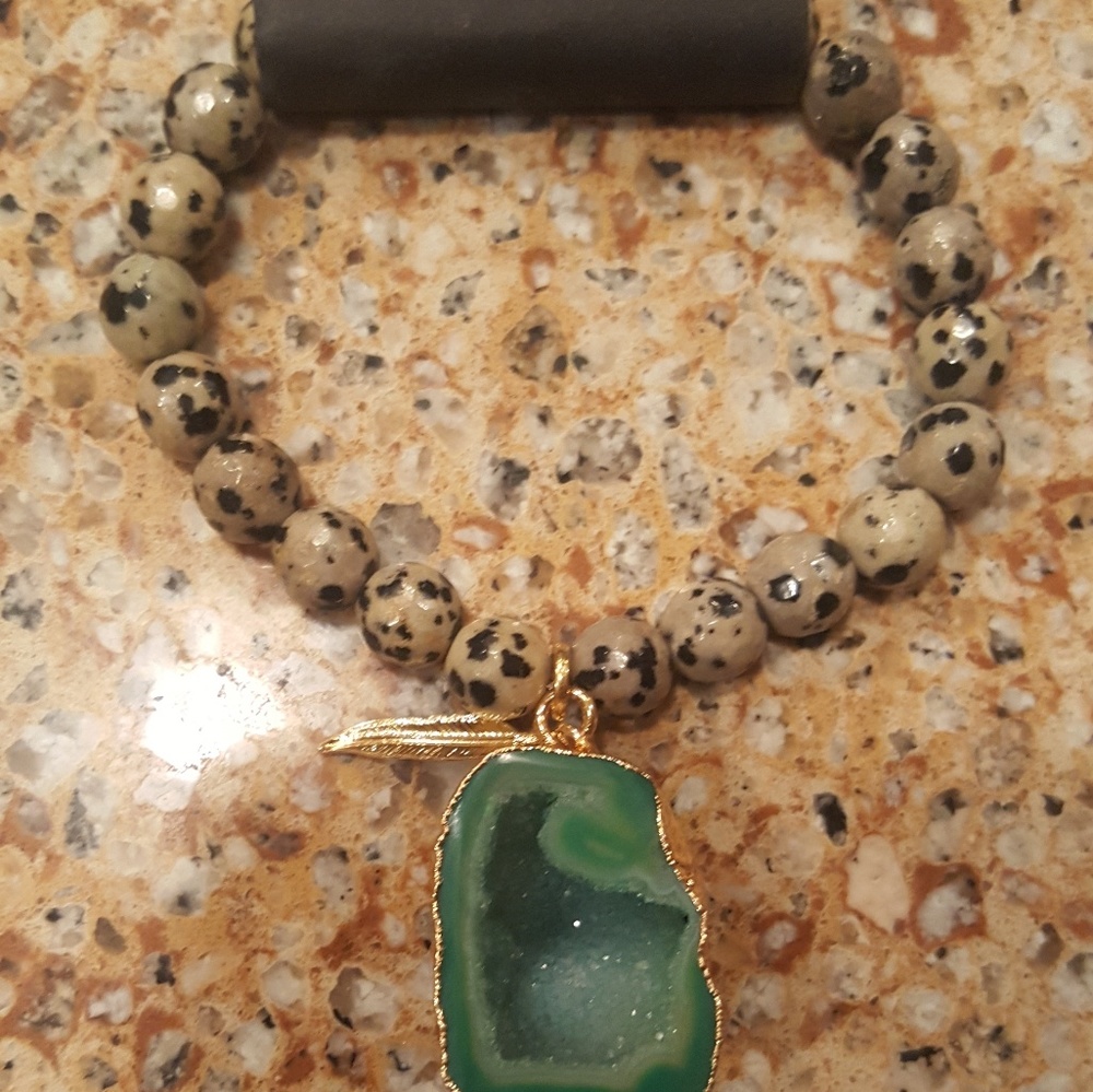 NEW, Qty. 2 - Dalmatian Jade / Druzy Bracelets