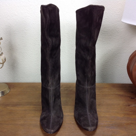 Marc Fisher Brown Suede Almond Toe Calf Boot - Picture 2 of 7