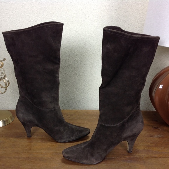 Marc Fisher Brown Suede Almond Toe Calf Boot - Picture 5 of 7