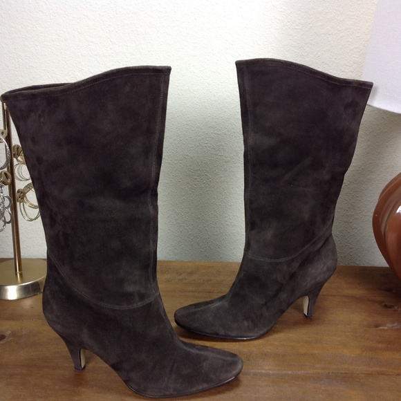 Marc Fisher Brown Suede Almond Toe Calf Boot - Picture 4 of 7