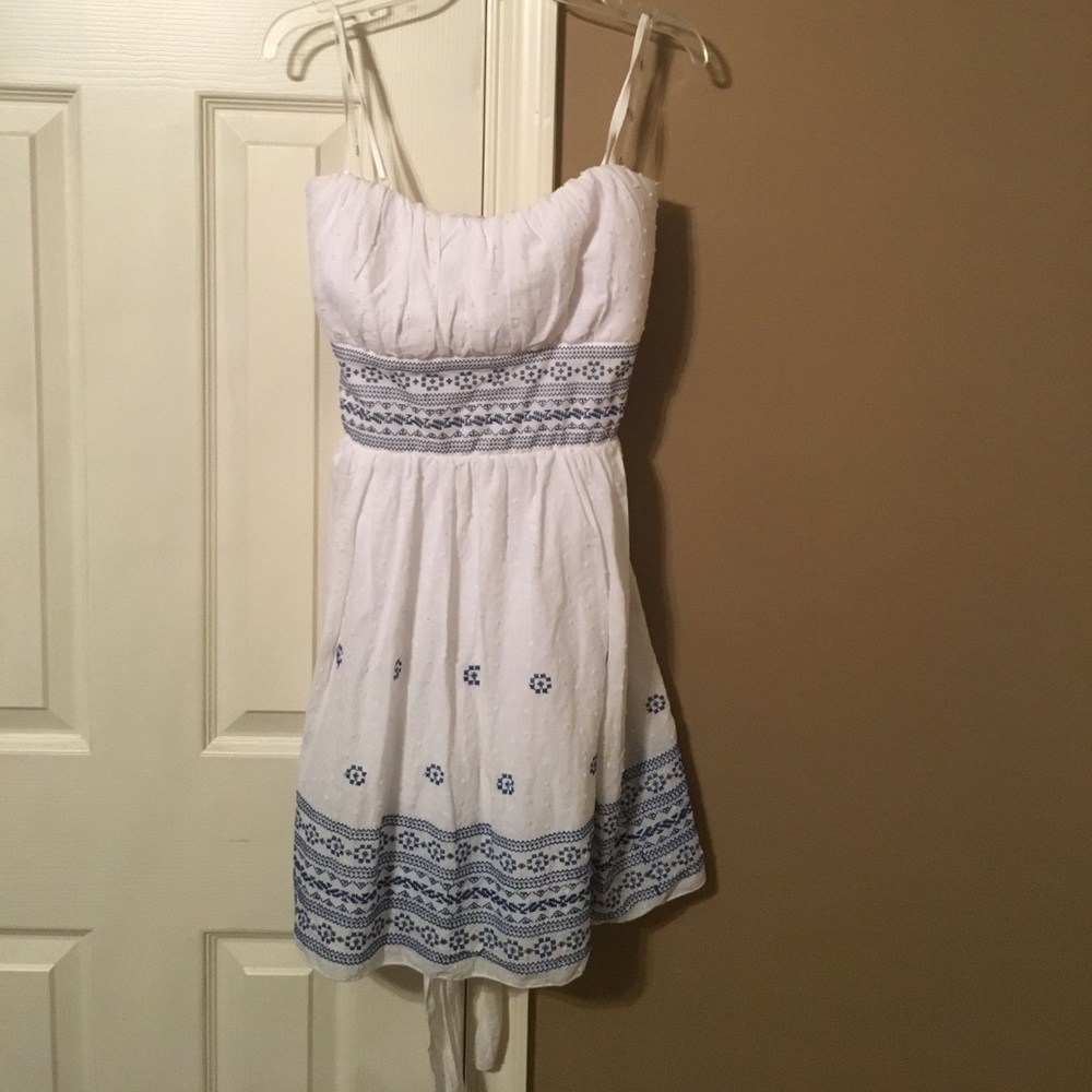 White and blue dress