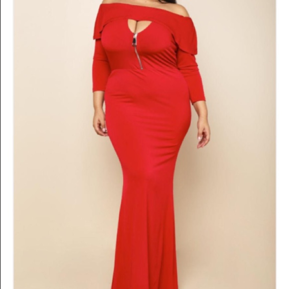 Red off the shoulder dress 1X
