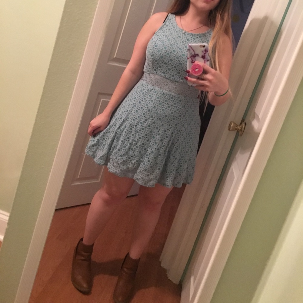 Blue lace A line dress