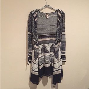 Hooded Aztec Pattern Sweater