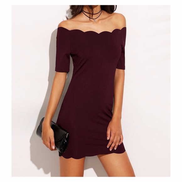 MBM Unlimited Dresses & Skirts - Burgundy Red Off the Shoulder Bodycon Dress