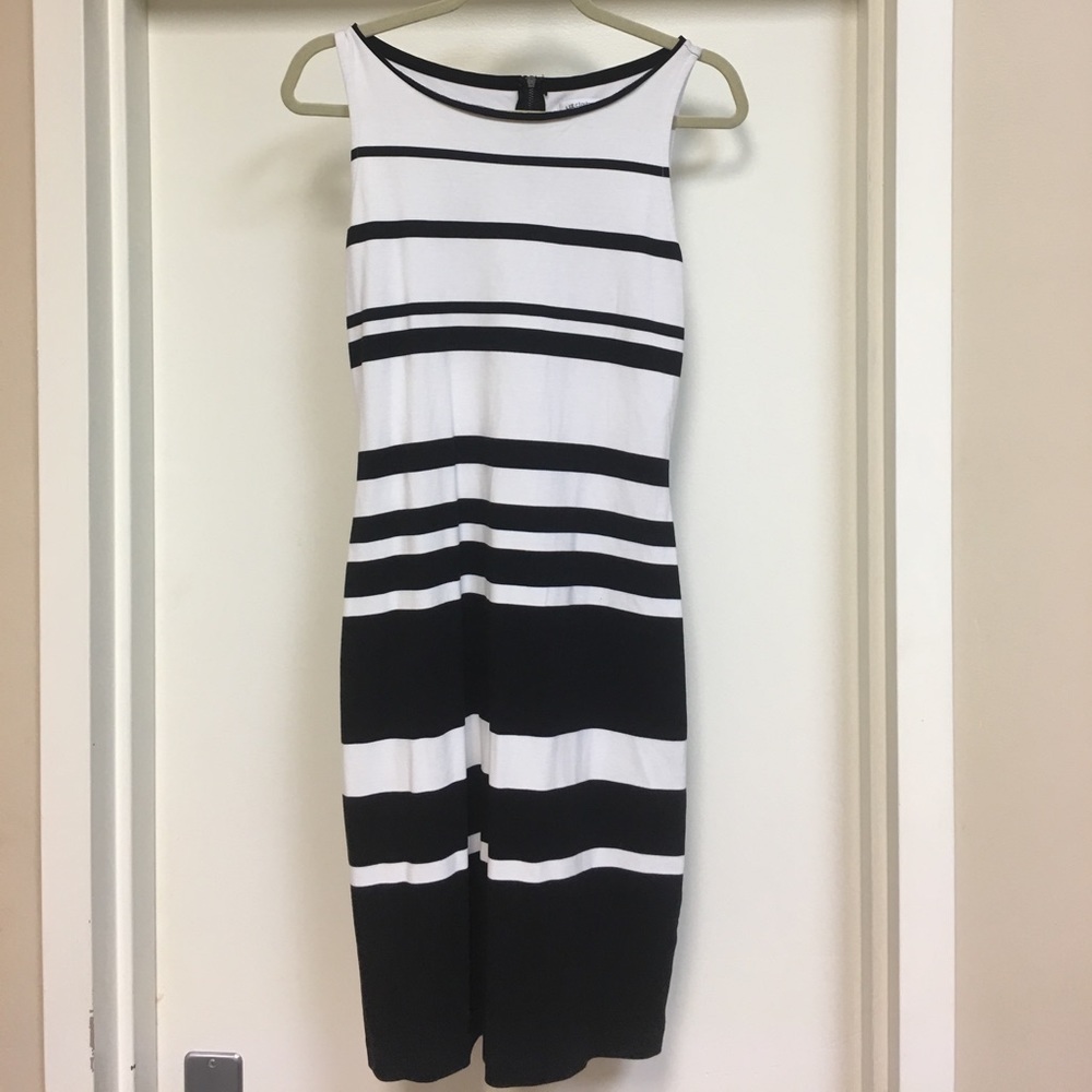 Black and white striped dress