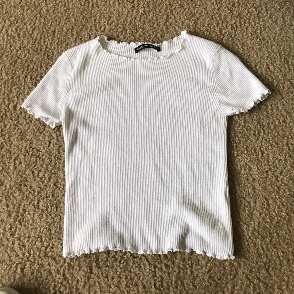 brandy melville white ruffle tee