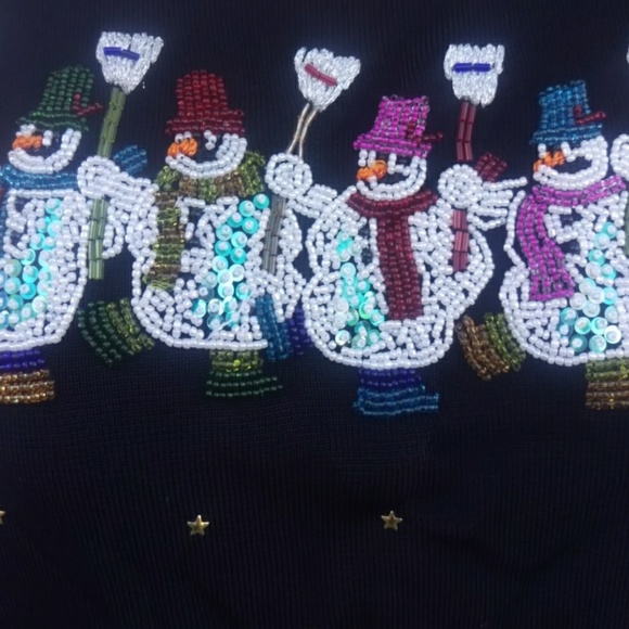 Lisa International Xmas black L beaded snowman - Picture 2 of 4