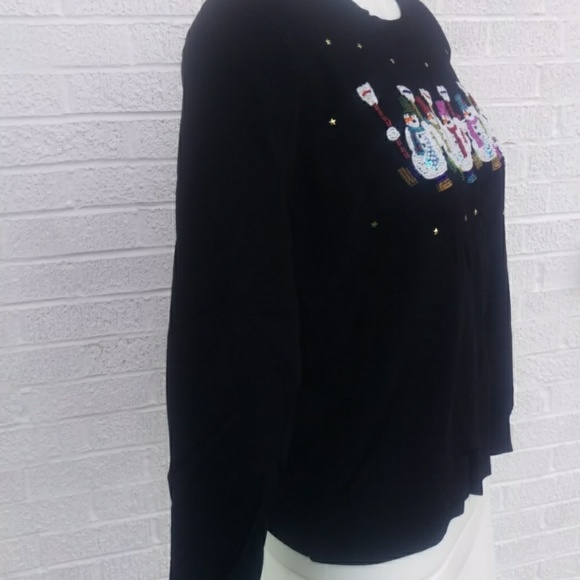 Lisa International Xmas black L beaded snowman - Picture 3 of 4