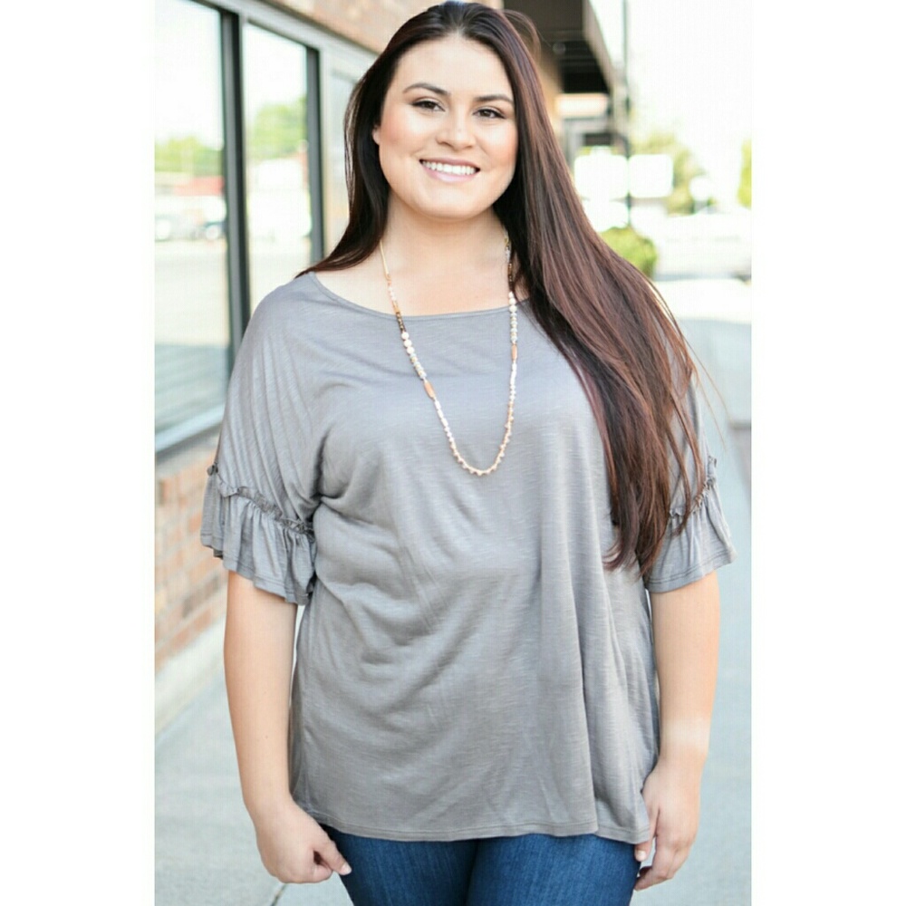 Plus Size Ruffle Sleeve Tee