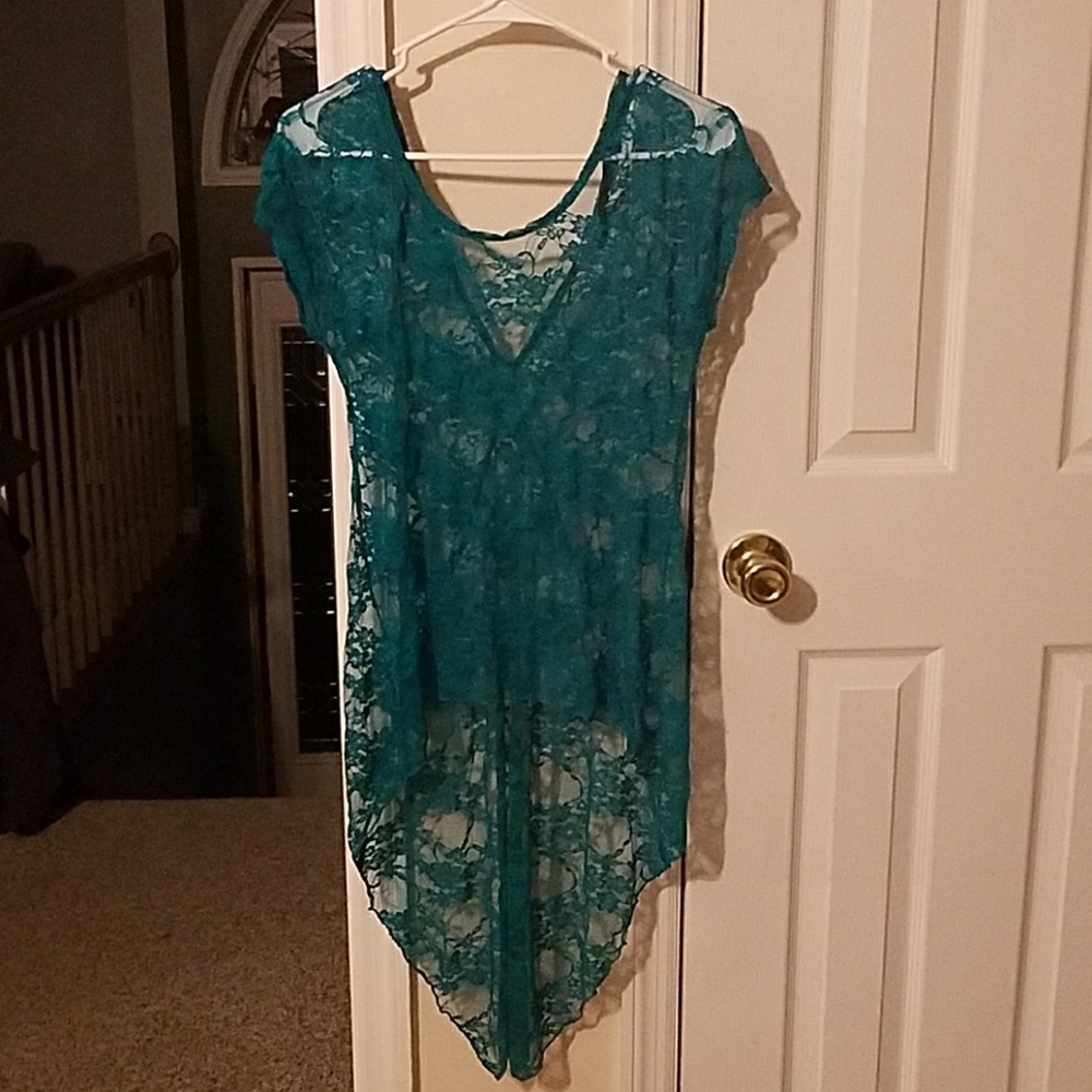 Lace top teal color