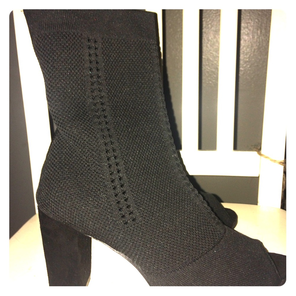 Black stretchy sock booties