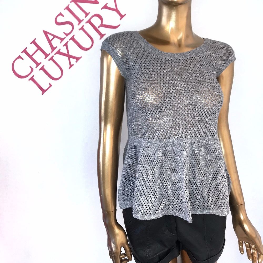 American Eagle fishnet peplum top sz XS