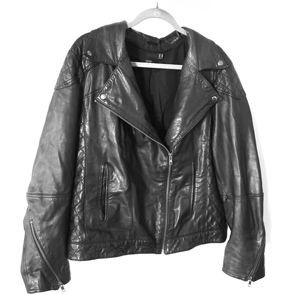 ASOS Curve Quilted Biker Jacket - Real Leather