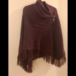 Burgundy Sweater Poncho! Like New!!! Size S/M