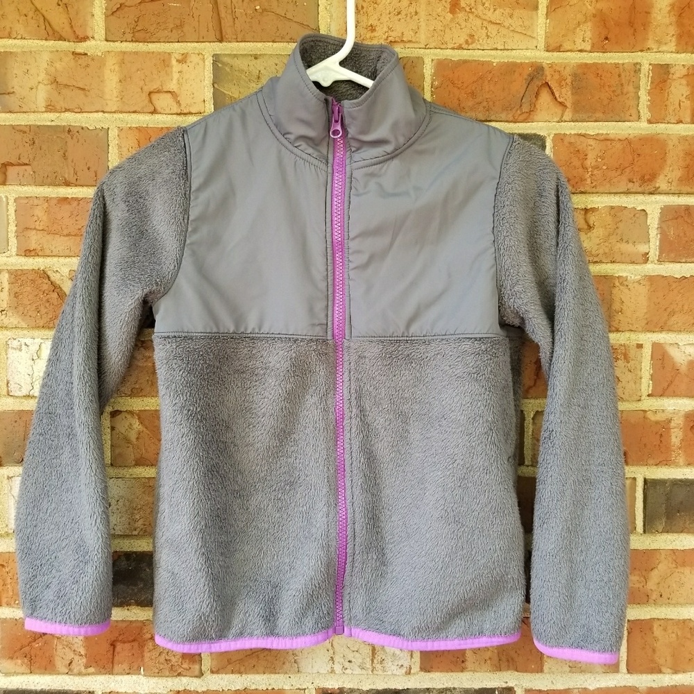 Girl's Gray & Purple Old Navy Zip Up Fleece M 8
