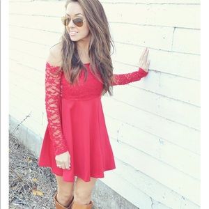 Shop Hope's Adore me in lace dress: Red