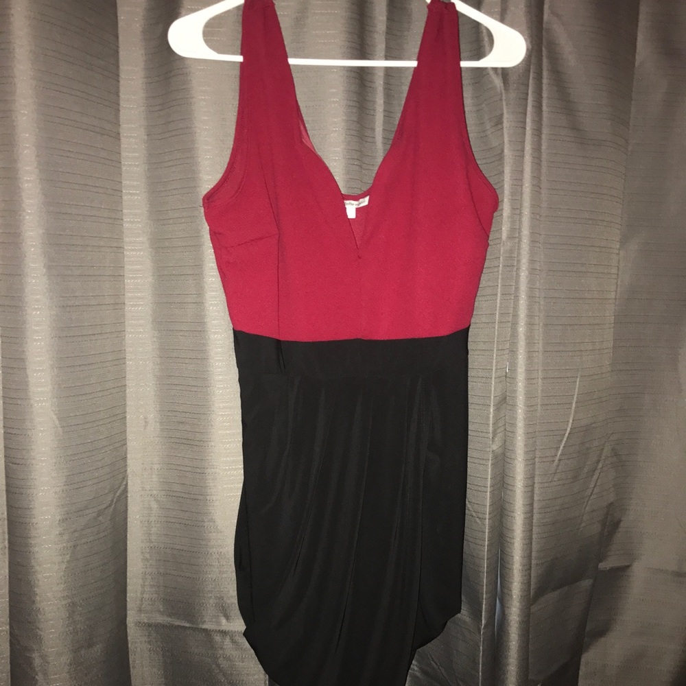 Semi-formal red and black midi