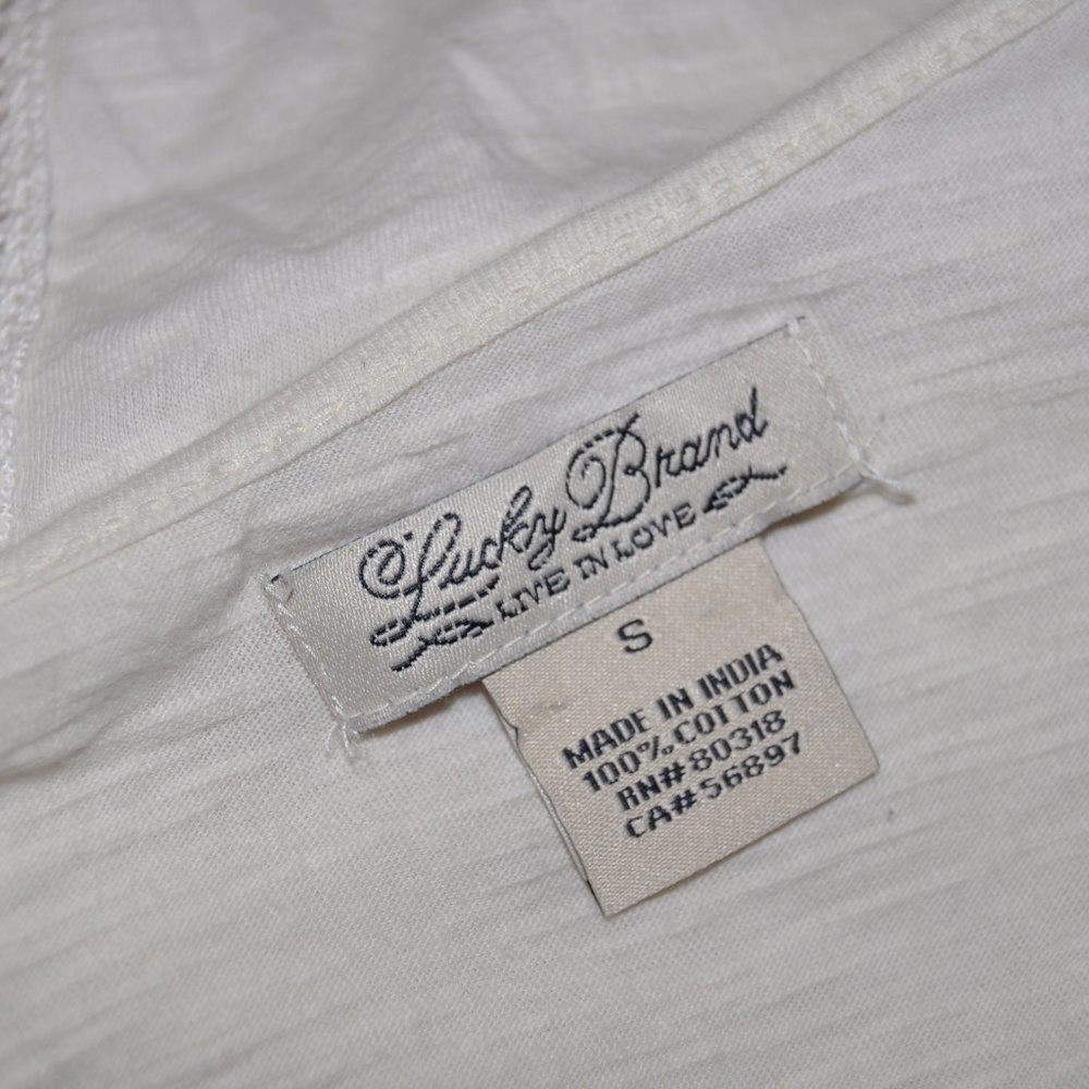 LUCKY BRAND Cream Eyelet Lace Insert Chloe Top S - Picture 7 of 8